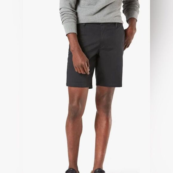 NWT Dockers Men’s Black Supreme Flex Ultimate Shorts Chino Flat Front - Size 30” - Picture 10 of 11